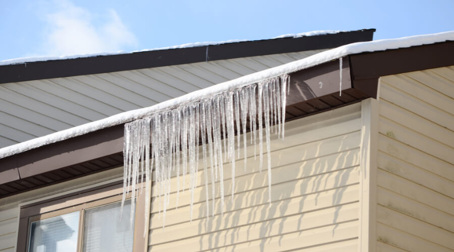 ice dripping side roof